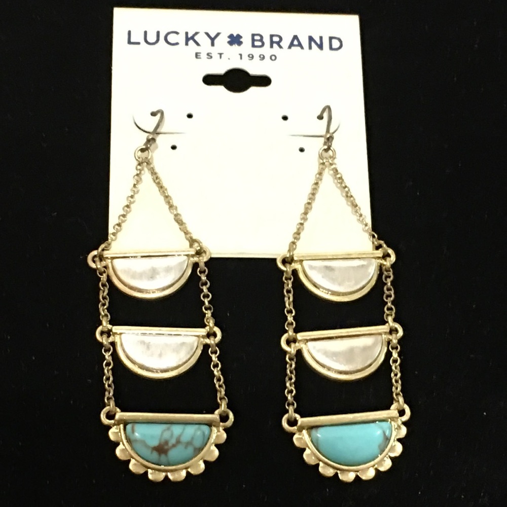 ☘️Two-Tone Turquoise Stone Ladder Drop Earrings☘️ - Picture 1 of 3